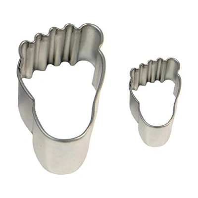 Image of PME Foot Cookie and Cake Cutters, Small Large Sizes, Set of 2, Silver