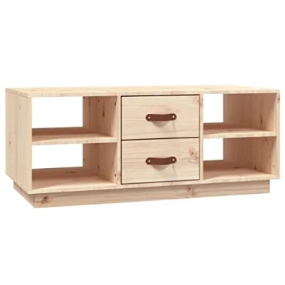 Image of vidaXL Coffee Table Solid Wood Pine Multipurpose Home Furniture Large Storage, Drawers, Shelves Brown Living Room/Bedroom Decor