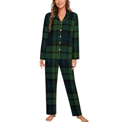Image of Scottish Tartan Plaid Womens Pyjamas Set Long Sleeve Pjs Sets Pajama Sleepwear Loungewear XL