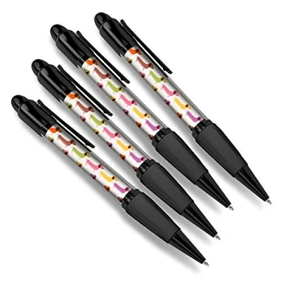 Image of Destination Vinyl ltd 4 x Matching Ballpoint Pens Colourful Dachshund Dogs Dog Puppy #44656