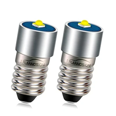 Image of Ruiandsion 2pcs E10 LED Bulb 3V 3W 2525 1SMD White Replacement Upgrade for Headlamps Flashlights Torch Light,Negative Earth