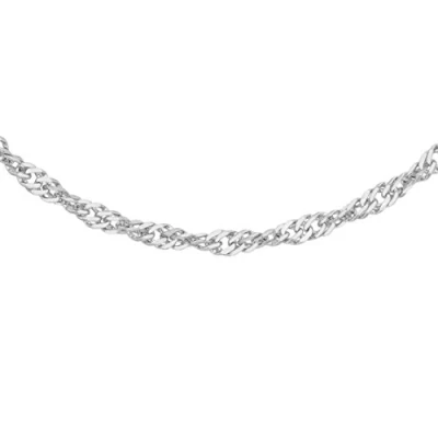 Image of Carissima Gold Women&#039;s 9 ct White 1.2 mm Diamond Cut Twist Curb Chain Necklace of Length 51 cm/20 Inch