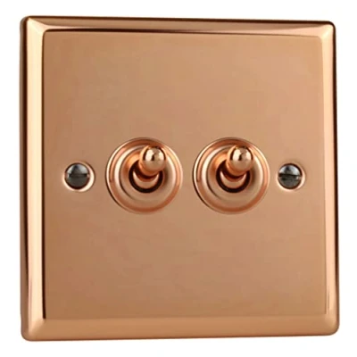 Image of Varilight Urban Polished Copper 2 Gang Way 10 Amp Toggle Switch