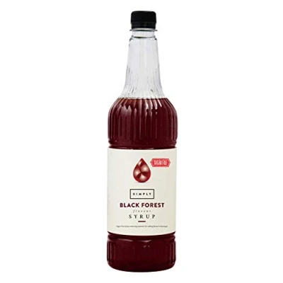 Image of Simply Sugar Free Black Forest Syrup, Low Calorie, Vegan &amp; Nut Flavoured Syrup for Coffee, Cocktails Baking (1 Litre)