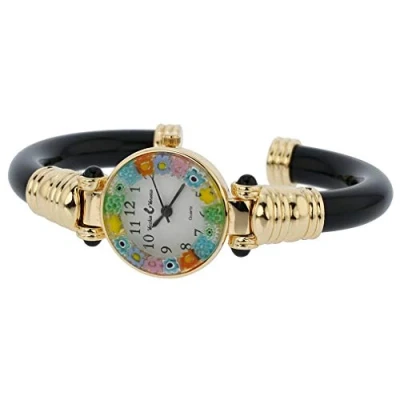 Image of GlassOfVenice Murano Glass Millefiori Bangle Watch Magenta Multicolor