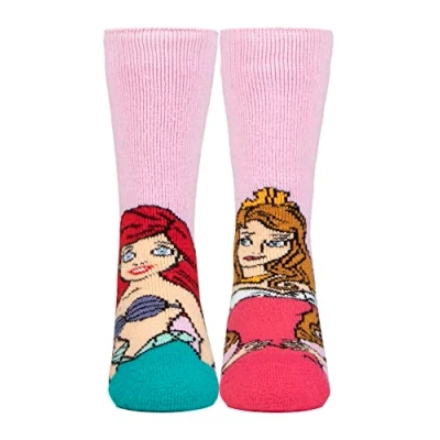 Image of HEAT HOLDERS Lite Novelty Disney Princess Socks for Girls Cinderella Ariel Frozen Belle (9 12, &amp; Princess)