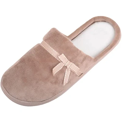 Image of ABSOLUTE FOOTWEAR Womens Lightweight Slip On Open Back Velour Style Winter Mule Slippers Mink UK 6 / EU 39