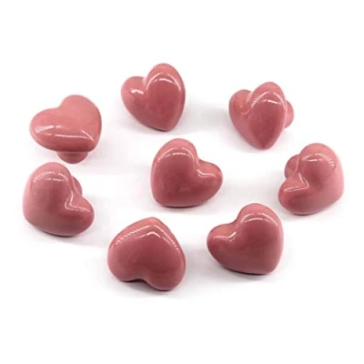 Image of Flomore Pink Drawer Knob Ceramic Cabinet Knobs Kids Room Handle Pull Heart Shape for Dresser Drawers (Pack of 8 Screws Included)
