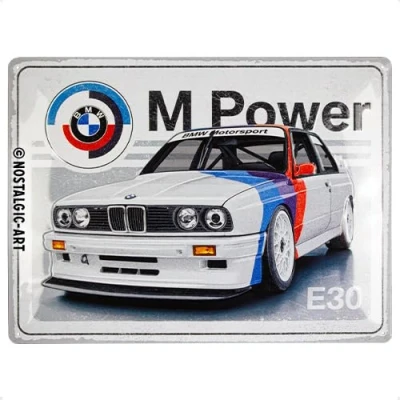 Image of Nostalgic Art Retro tin sign, 30 x 40 cm, BMW Motorsport M Power E30 Gift idea for fans, made of metal, vintage design