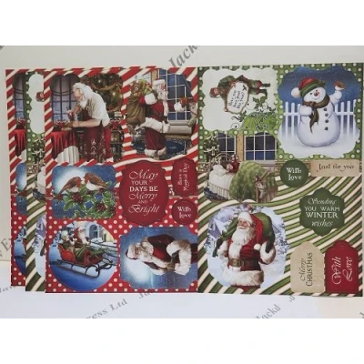 Image of 4 x A4 Debbi Moore Father Christmas Die Cut Sentiments Card Toppers AM867