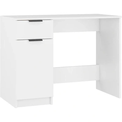 Image of vidaXL Desk with Storage Compartment White Modern Engineered Wood Ideal for Home, Living Room and Office Size: 100 x 50 75cm