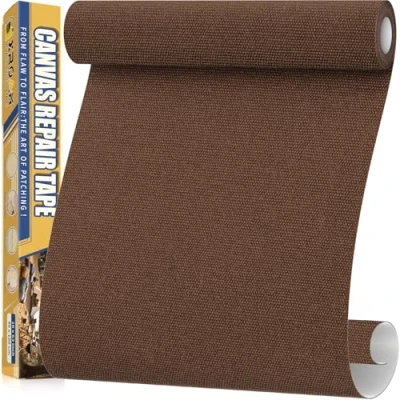 Image of Canvas Repair Tape, 40 x 160 cm Waterproof Fabric Tape for Furniture, Self Adhesive Patches Boat Covers, Sofas, Tents, Louge Chairs, Canopy, Awning Dark Brown
