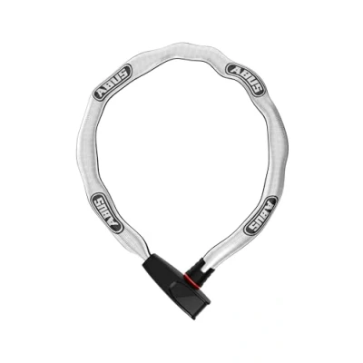 Image of ABUS Catena 6806K chain lock Lightweight hardened steel bike with fashionable textile tube Square security level 6 110 cm reflective grey