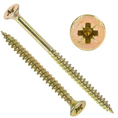 Image of 5.0 x 80mm Packs of 1000, 10g (5mm) Professional TIMCO Yellow Wood Screw POZI COUNTERSUNK Free UK DELIVERY