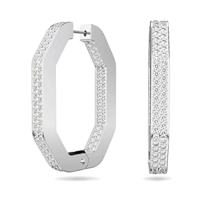 Image of Swarovski Dextera Silver Large Hoop Earrings