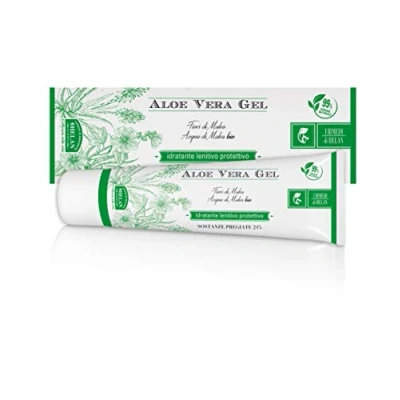Image of Helan I Rimedi Aloe Vera Gel for Face and Body, 99% Natural Origin, Vegan Moisturising, Soothing, Protective Cooling Action Dry, Cracked Skin Sunburn Relief Made in Italy, 100 ml