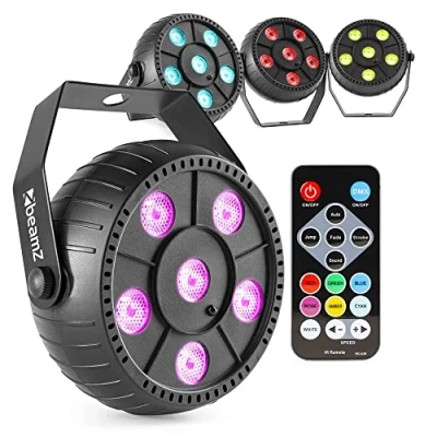 Image of beamz PLP10 Wireless PAR Light 6x 2W RGB LED Party Lighting Package (x4) Battery Powered