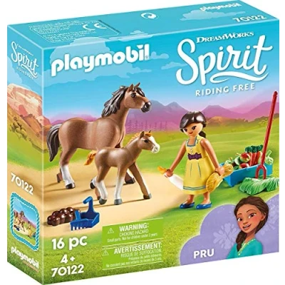 Image of Playmobil 70122 DreamWorks Spirit Pru with Horse and Foal, Fun Imaginative Role Play, PlaySets Suitable for Children Ages 4+