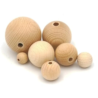 Image of JOWE Wooden Balls 50 mm for Crafts 15 pcs Craft 5 cm with Holes in Beech Made Austria