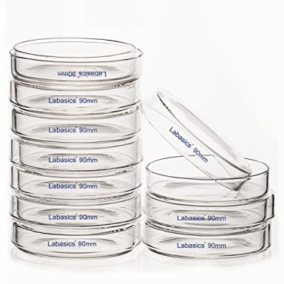 Image of Labasics 10pk Glass Petri Dishes, 90x20 mm Autoclavable Borosilicate Cell Culture Dishes with Clear Lid for Laboratory