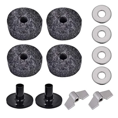 Image of Drum Cymbal Sleeve, 2Pcs Sleeve + 4Pcs 4cm Felt Washer Wing Nut Metal Pad Set