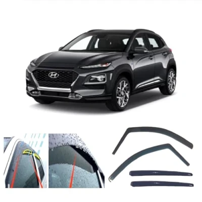 Image of AC WOW 4x Rain Wind Deflectors for Hyundai Kona 2017 2018 2019 2020 2021 2022 2023 In Channel Type