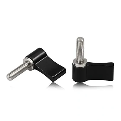 Image of SPEEDWOX 2 Pcs Male Threading Adjustable Screw M5 17mm with Single Wing Black Aluminum Alloy Rotating Knob Thumb Lever for Camera