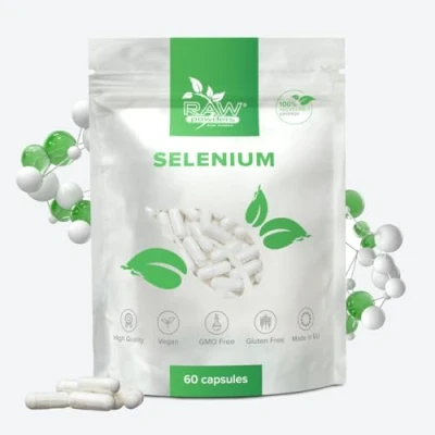Image of Selenium 200 mcg, 60 Vegan Capsules Potent Antioxidant for Thyroid, Immune, Hair &amp; Nail Health High Strength Supplement Support by Raw Powders