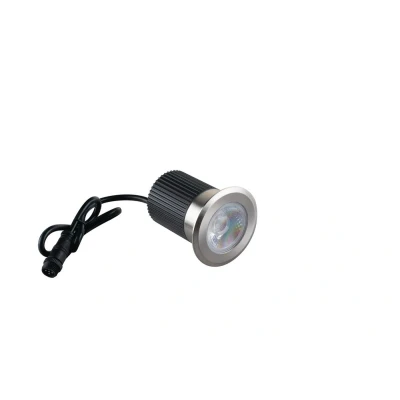 Image of RUNNER Outdoor LED Recessed Floor &amp; Decking Nickel, IP67 390lm RGBW 7.5x8.5cm