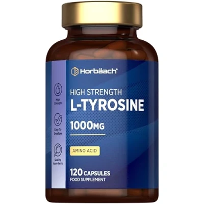 Image of L Tyrosine Supplement 1000mg 120 Capsules High Strength Free Form Amino Acid No Artificial Preservatives by Horbaach