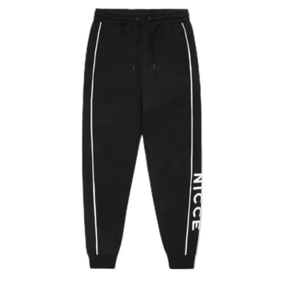 Image of NICCE Graphic Logo Stretch Waist Black Mens Track Pants 211 1 04 06 0001 Cotton Size X Large