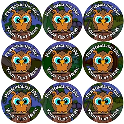 Image of 144 Personalised Baby Owls 30mm Glossy Reward Stickers for School Teachers, Parents