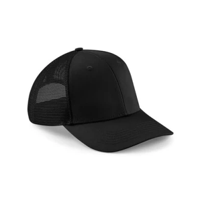 Image of Beechfield 6 Panel Design Semi Curved Peak Urbanwear Trucker Black