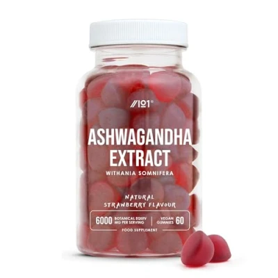 Image of Ashwagandha Gummies 6000mg 60 (V) High Strength Root Extract Supplement Natural Strawberry Flavour Not Capsules or Tablets by Alpha01