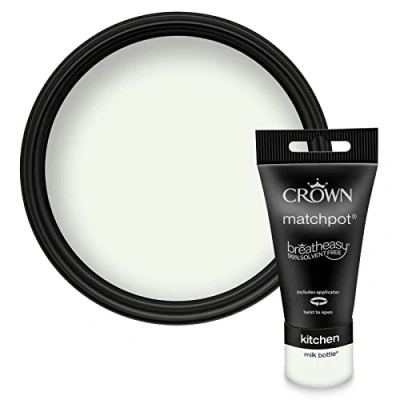 Image of Crown Easyclean Kitchen Matt Emulsion 40ml Sample Milk Bottle
