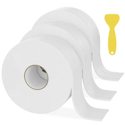 Image of HNNHOME 38mm x 3.2m White Self Adhesive Bath Sealant Strip, Waterproof Sealing Tape Caulk Strip for Kitchen, Bathroom, Wall Corner, and Sink (White, 3)