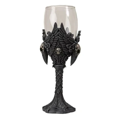Image of Pacific Giftware Raven Goblet, Gothic Wine Glass