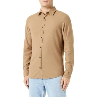 Image of JACK &amp; JONES Men&#039;s Jjplain Fall Solid Shirt Ls, Otter, L