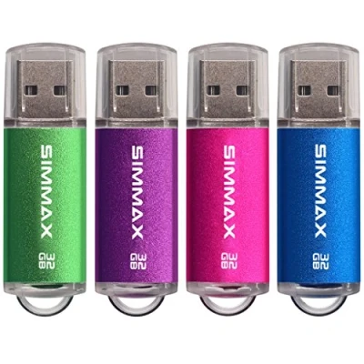 Image of Memory Stick 4 Pack 32GB USB 2.0 Flash Drives Thumb Drive Pen by SIMMAX (32GB Green Purple Pink Blue)