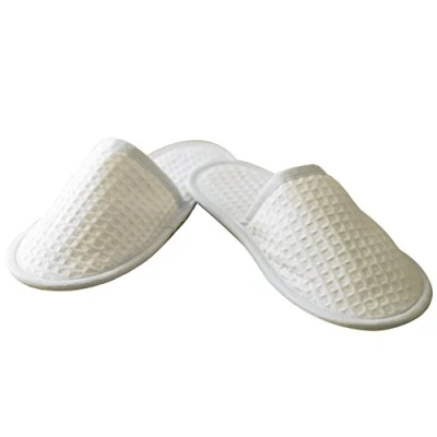 Image of Towel City Waffle Mule Slippers SIZE 4 to 7 COLOUR White