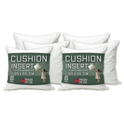 Image of Linen Empire 22 x Cushion Inner Pads Square Insert Fillers Pack of 6 (55 55 cm) Anti Allergy