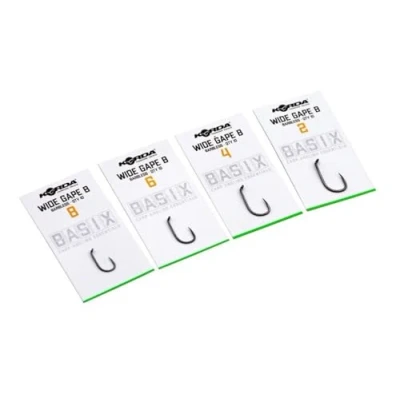 Image of Korda Basix Wide Gape Barbless size 4 Carp hooks