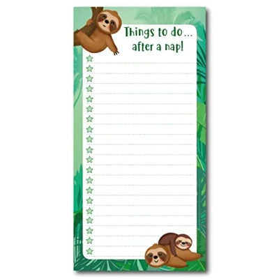 Image of PartiKraft Sloth To Do List Notepad 50 Sheet DL Note Pad Things .... After A Nap!