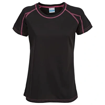 Image of Trespass Mamo, Black, XXS, Quick Dry Active T Shirt with Reflective Details for Women, XX Small / 2X 2XS, Black