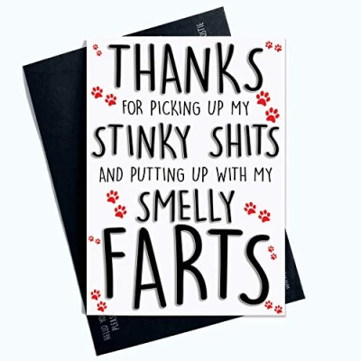 Image of Funny Happy Birthday Card from The Dog for Him Her Pet Lover Christmas Card, Dad Mum Joke PC626