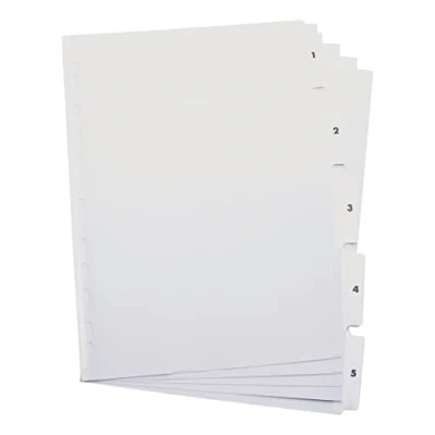 Image of 5 Star Subject Dividers Multipunched Manilla Card Part A4 White