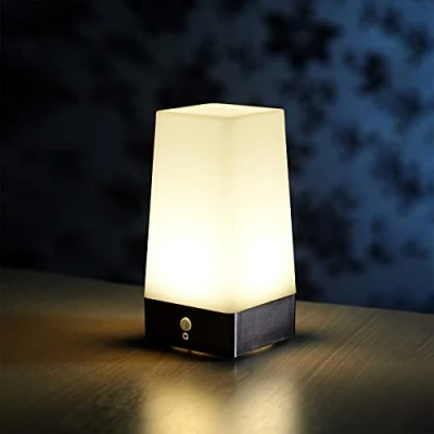 Image of Auraglow Wireless PIR Motion Sensor Table Lamp Super Bright LED Rechargeable Hallway Night Light Square 2 Pack