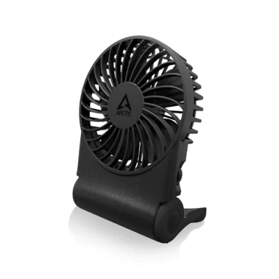 Image of ARCTIC Summair 2Go (Black) Rechargeable Powerful Handheld Fan with Stand, Infinitely Variable Speed, 4 77h Running Time, USB C Connection (incl. A Cable) Black