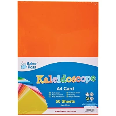 Image of Baker Ross FC969 Kaleidoscope of Colours A4 Card Pack 50 Sheets, Kids Crafts, Arts and Crafts for Kids, School Supplies
