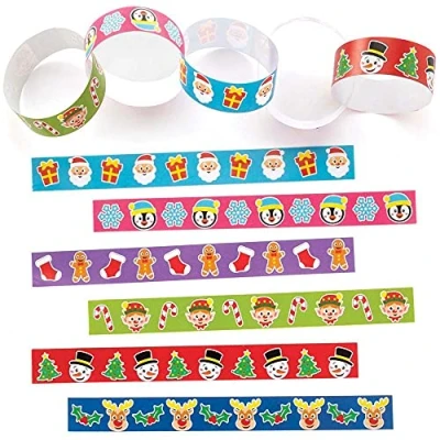 Image of Baker Ross FC261 Christmas Paper Chains Pack of 240, Crafts for Kids, Make Your Own Decorations to Display, Ideal Festive Arts and Project,Blue,Green,Pink,Purple,Red